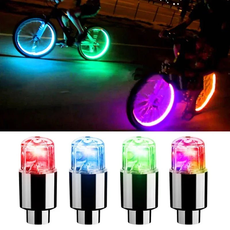 2/8pcs Valve Cap LED Lights Universal Car Motorcycle Bicycle Tire Hub Motion Sensor Glowing Bulbs Cycling Lamp Accessories 1