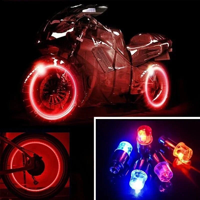 2/8pcs Valve Cap LED Lights Universal Car Motorcycle Bicycle Tire Hub Motion Sensor Glowing Bulbs Cycling Lamp Accessories 4