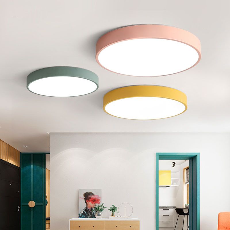 Modern LED Ceiling Light Fixture in Soft Pink and Gray - Energy-Efficient Warm White Illumination 2