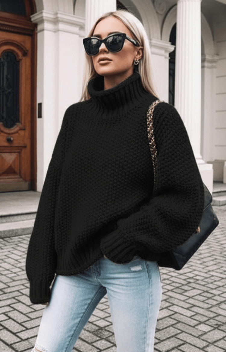 WARMÉE – Cozy Oversized Chunky Knit Turtleneck Sweater for Relaxed Winter Style