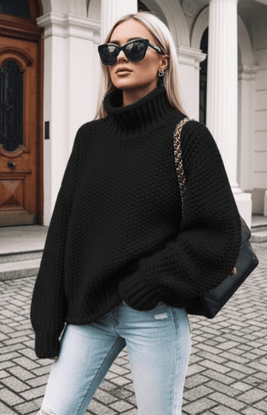 WARMÉE – Cozy Oversized Chunky Knit Turtleneck Sweater for Relaxed Winter Style