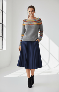 FROSTELLA – Women’s Merino Wool Knit Sweater, Fair Isle Pattern for Cozy Elegance