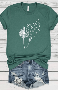 ZORELLA – Dandelion Print Crew Neck T-Shirt in Soft Cotton
