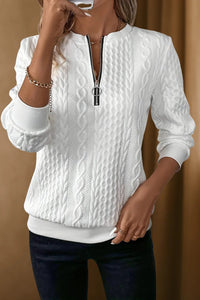 WEAVEN – Textured Half Zip Sweater for Women with Relaxed Fit