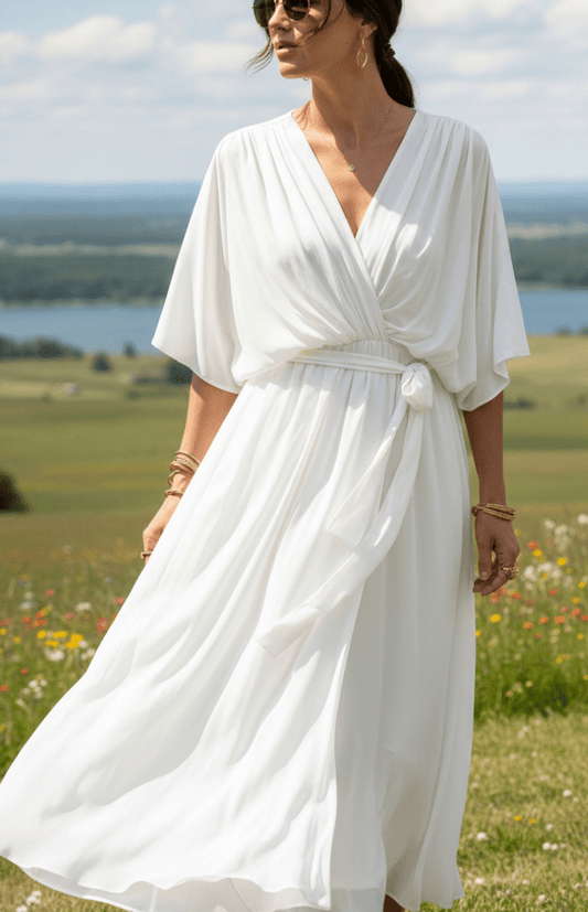 CHIFFONÉA – Elegant lightweight chiffon midi dress for women