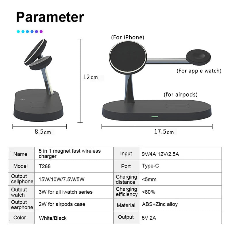 3-in-1 Wireless Charger Stand for iPhone, Apple Watch & AirPods - Fast Charging Magsafe Compatible 4