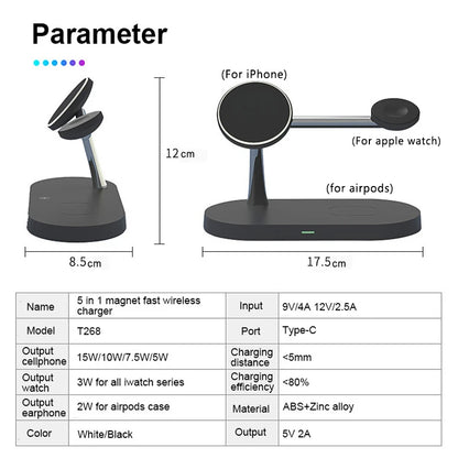 3-in-1 Wireless Charger Stand for iPhone, Apple Watch & AirPods - Fast Charging Magsafe Compatible 4