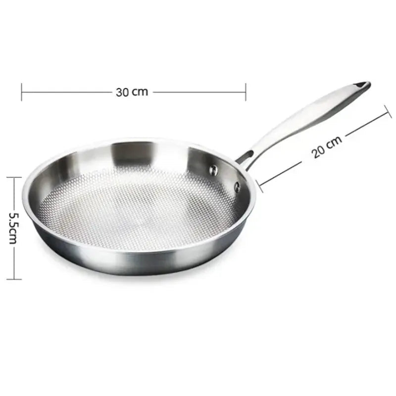 304 Stainless Steel Non-Stick Frying Pan - Durable Skillet for Gas & Induction Cooking 0