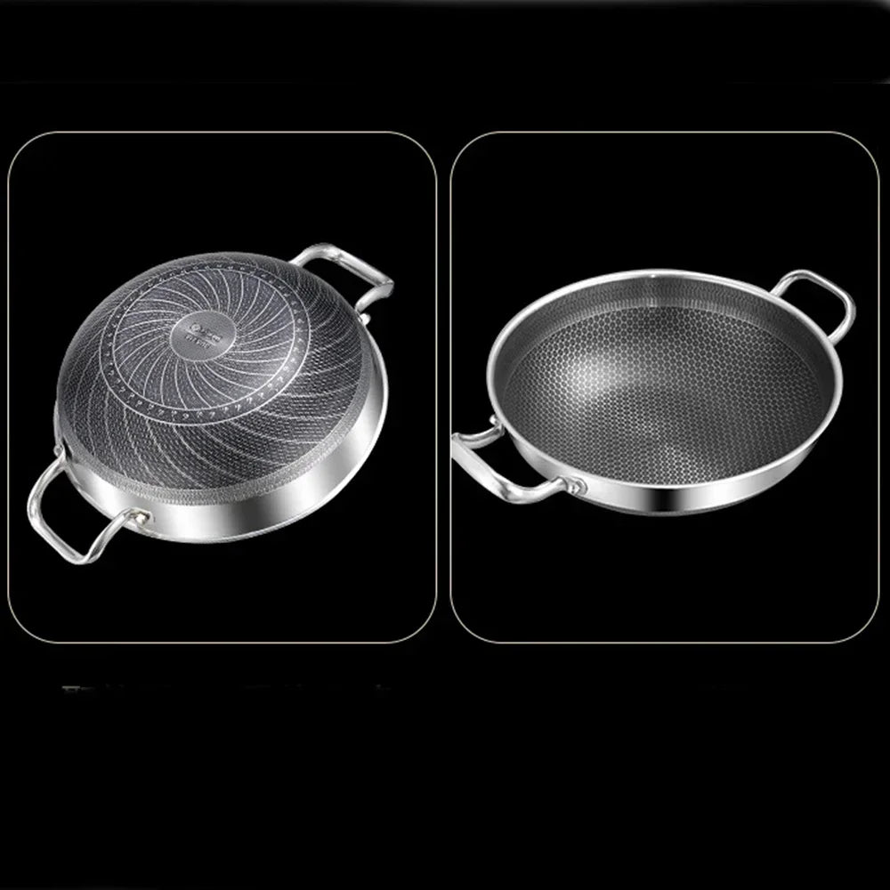 32cm Non-Stick Stainless Steel Frying Pan with Honeycomb Base for Induction & Gas Stoves 4