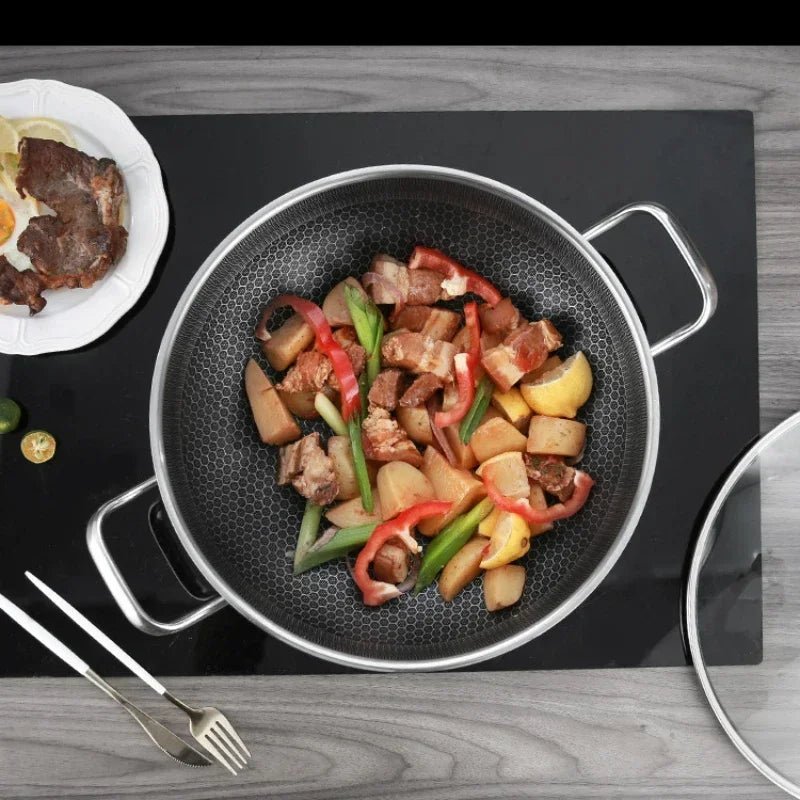 32cm Non-Stick Stainless Steel Frying Pan with Honeycomb Base for Induction & Gas Stoves 5
