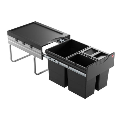 Hailo AS Raumspar Tandem 18/8/8/D - Triple Bin Swing Waste Black