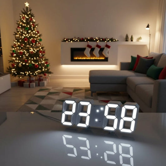 3D Luminous Digital Clock with Voice Activation & Silent Alarm - Electronic Wall Clock 0