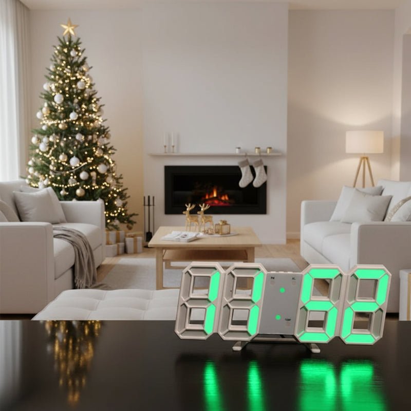 3D Luminous Digital Clock with Voice Activation & Silent Alarm - Electronic Wall Clock 2
