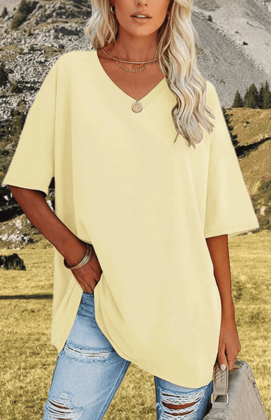 ALVESSA – Elegant Casual V-Neck T-Shirt, Soft & Breathable Fabric