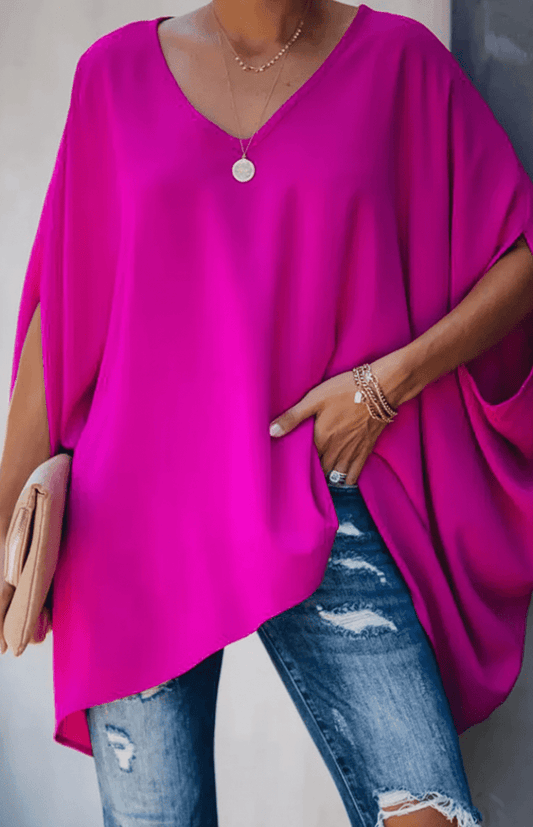 VELVETSKY – Chic Spring Blouse Relaxed Fit V-Neck Pleated Design