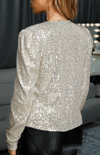 DAZZLÉA - Chic Open Front Sequin Blazer for Women | Sparkling Party Jacket