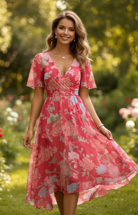 LUNAVÉ – Flattering V-Neck Maxi Dress for Casual and Formal Style