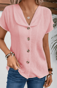 RIVELLA – Casual Button-Up T-Shirt with Chic Knotted Design