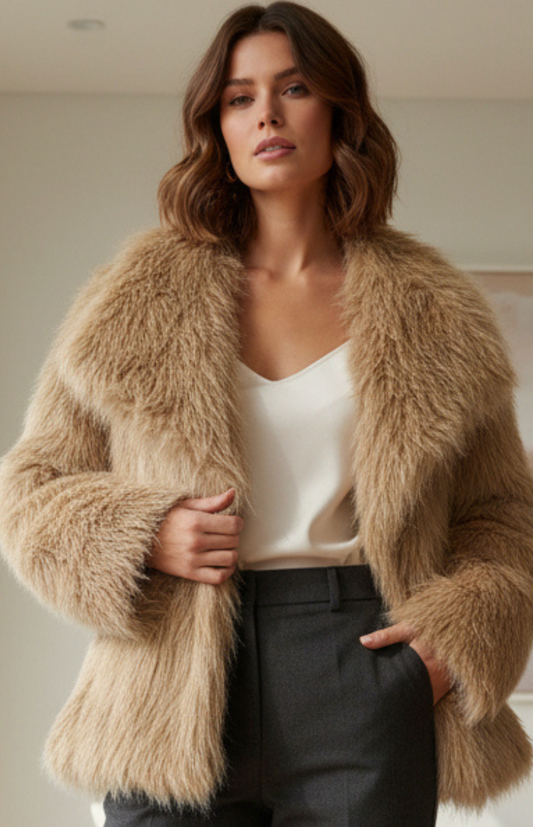 IVELLA – Women’s Faux Fur Jacket with Laid-Back Chic Appeal