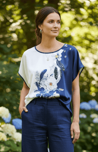 ISLENA – Lightweight Floral Satin Batwing Top