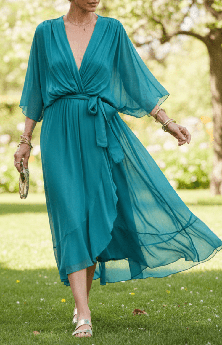 CHIFFONÉA – Elegant lightweight chiffon midi dress for women