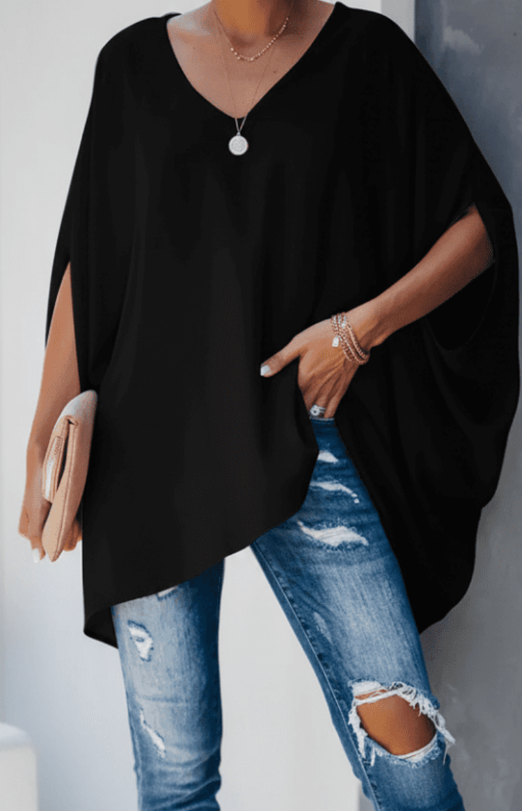 VELVETSKY – Chic Spring Blouse Relaxed Fit V-Neck Pleated Design