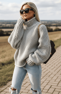 WARMÉE – Cozy Oversized Chunky Knit Turtleneck Sweater for Relaxed Winter Style