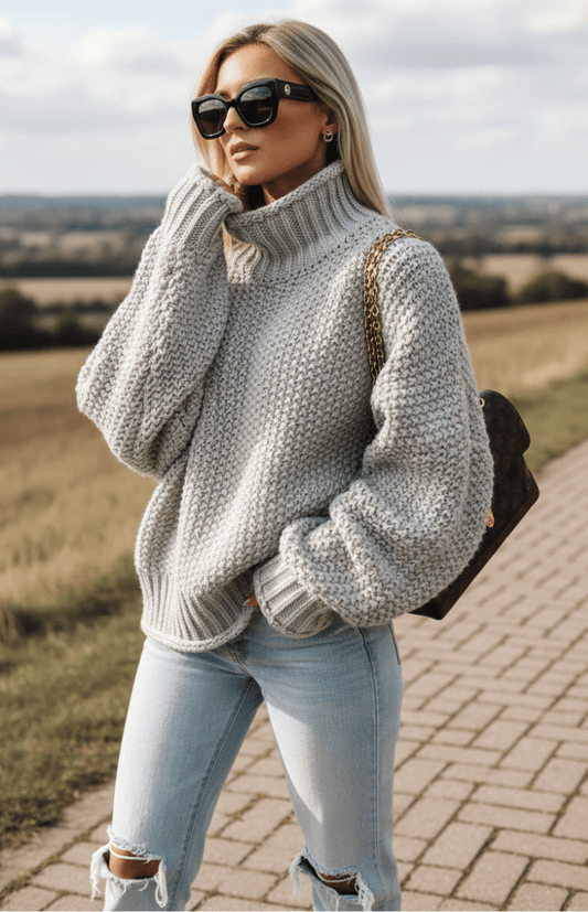 WARMÉE – Cozy Oversized Chunky Knit Turtleneck Sweater for Relaxed Winter Style