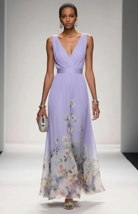 ELORIA – Elegant Floral Chiffon Maxi Dress for Women, Soft Flowing Fit