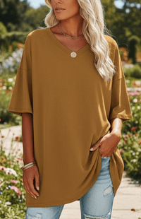 ALVESSA – Elegant Casual V-Neck T-Shirt, Soft & Breathable Fabric