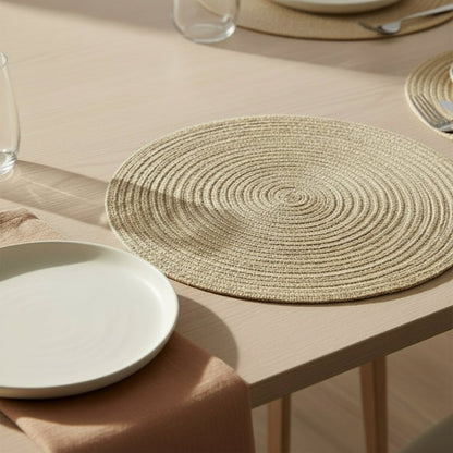 4pcs Round Table Mat Woven Ramie Placemats Anti Slip Dining Table Mats Non-Slip Tableware Bowl Pads Kitchen Drink Cup Coasters 0