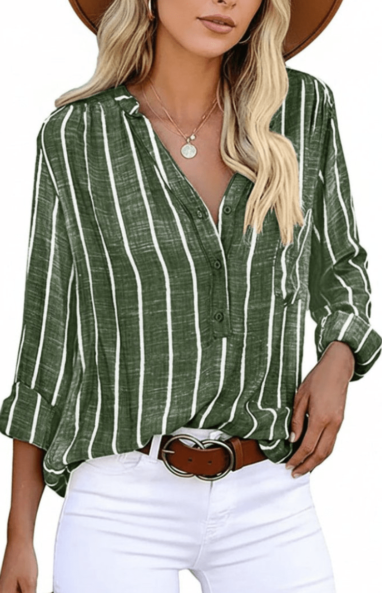 LINEASTYLE – Chic Striped Blouse Lightweight Breathable Casual Wear