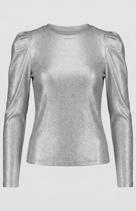 SHIMMERIA – Elegant Sparkling Evening Top with Dramatic Sleeves