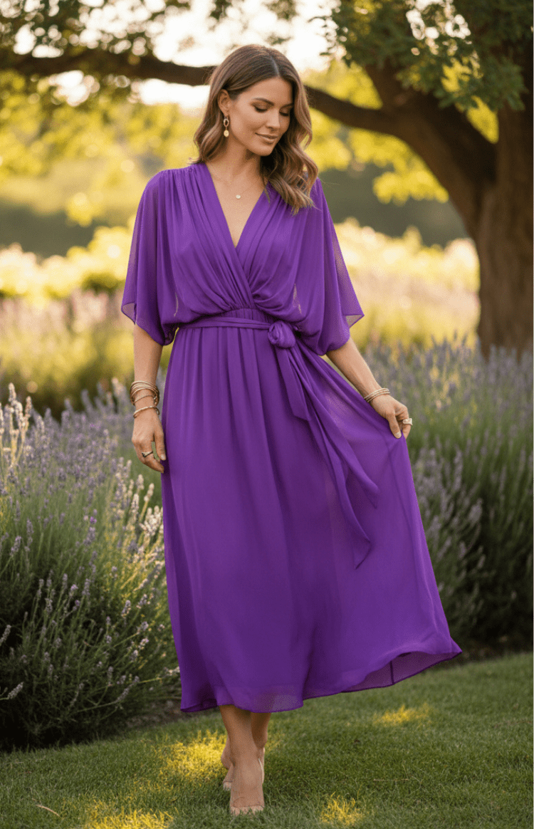 CHIFFONÉA – Elegant lightweight chiffon midi dress for women