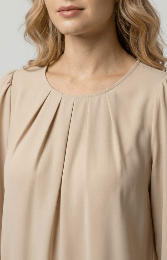 LUMASILK – Elegant Satin Blouse Pleated Design Chic Versatile Fit