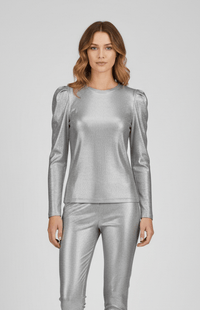 SHIMMERIA – Elegant Sparkling Evening Top with Dramatic Sleeves