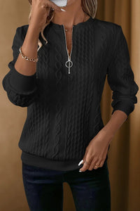 WEAVEN – Textured Half Zip Sweater for Women with Relaxed Fit