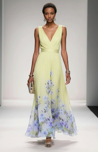 ELORIA – Elegant Floral Chiffon Maxi Dress for Women, Soft Flowing Fit