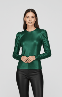 SHIMMERIA – Elegant Sparkling Evening Top with Dramatic Sleeves