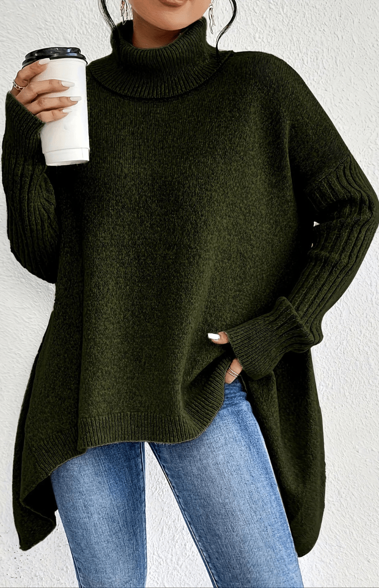 FLEURÉ – Cozy Oversized Turtleneck Knit Sweater for Relaxed Comfort and Style