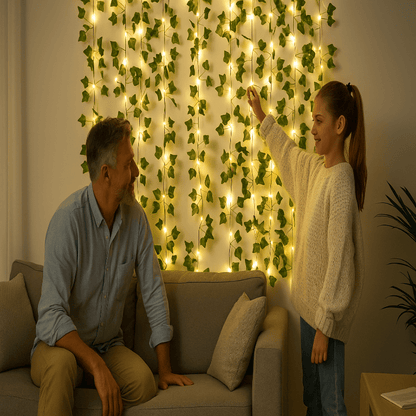 LUMIFOLIA – Elegant Green Leaf LED Fairy Lights (Battery Powered)