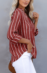 LINEASTYLE – Chic Striped Blouse Lightweight Breathable Casual Wear