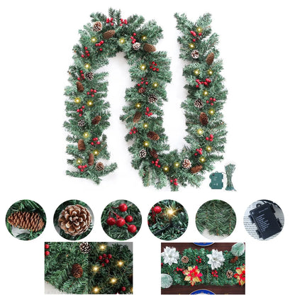 9ft Prelit Christmas Garland with 50 Warm Lights & Timer for Indoor/Outdoor Decor 0