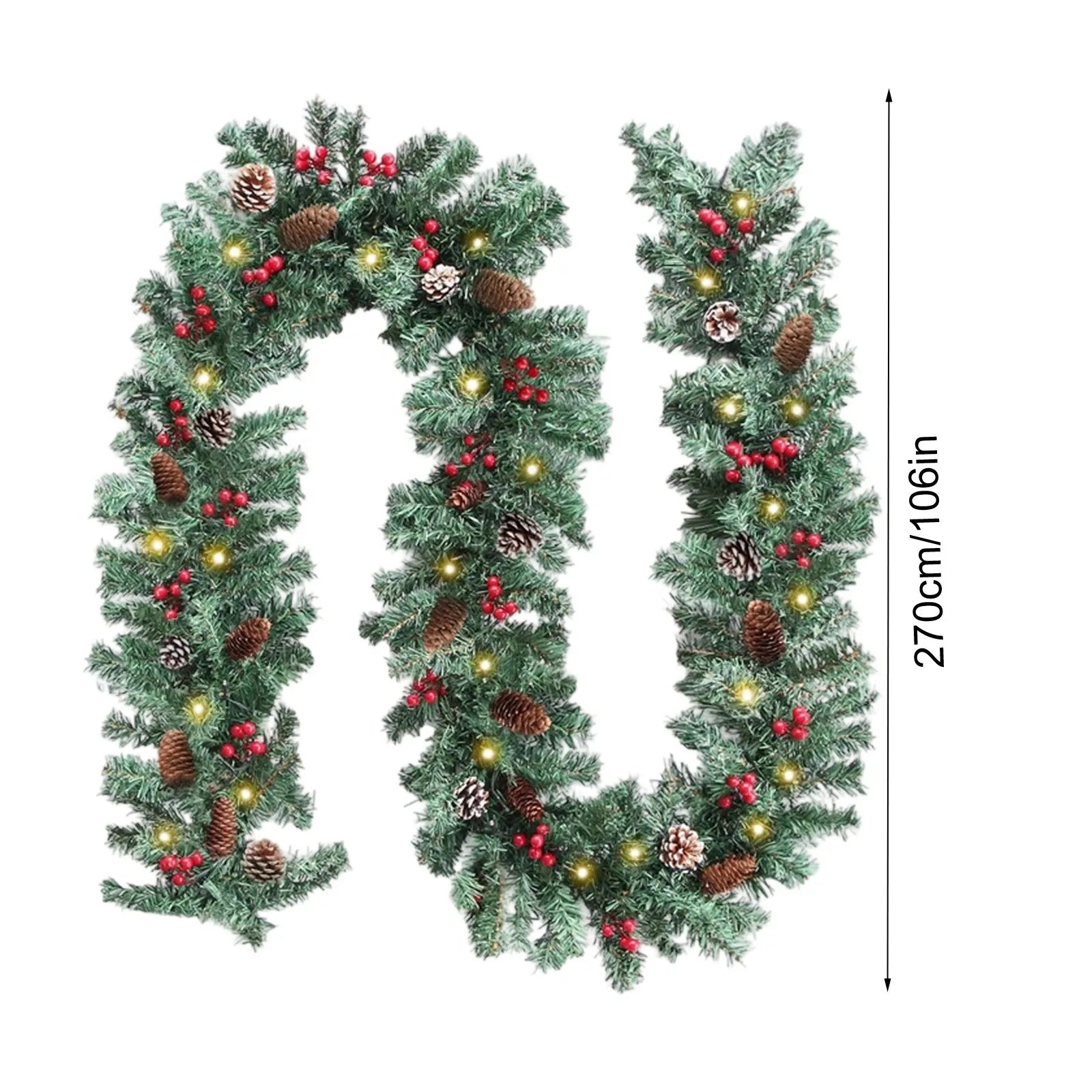 9ft Prelit Christmas Garland with 50 Warm Lights & Timer for Indoor/Outdoor Decor 5