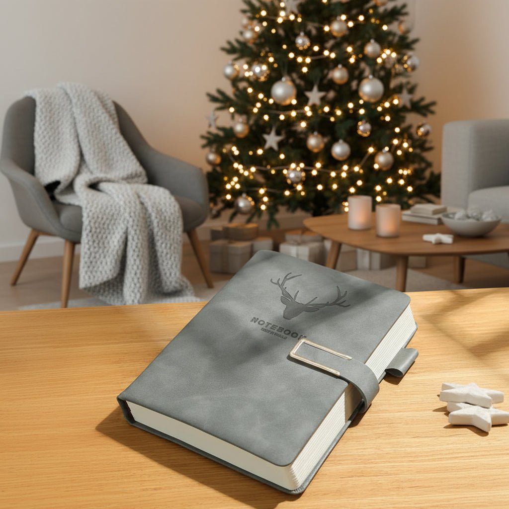 NOTECRAFT – A5 Leather Notebook with 200 Pages, Personalized Cover & Bookmark