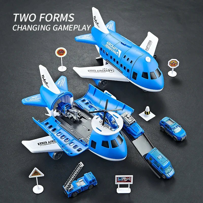 AEROTOWN – Inertial Airplane & Vehicle Playset with Helicopter and Street Signs for Children 5