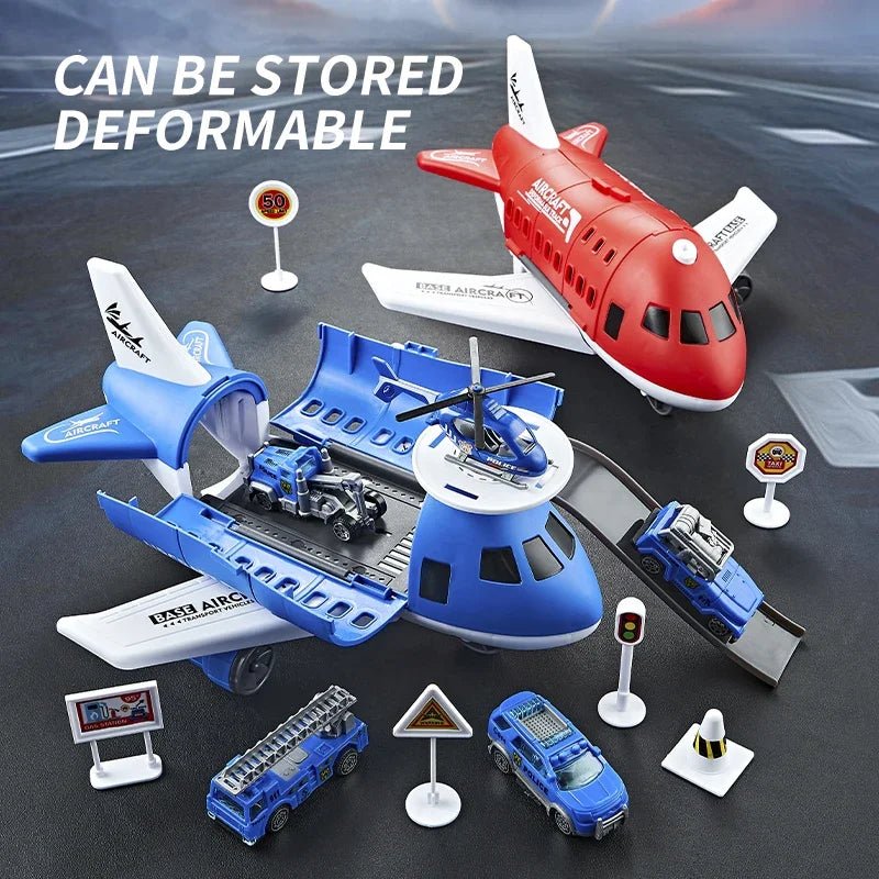 AEROTOWN – Inertial Airplane & Vehicle Playset with Helicopter and Street Signs for Children 6