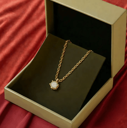 AURELINA – Gold-plated 925 silver necklace with round zirconia pendant 0