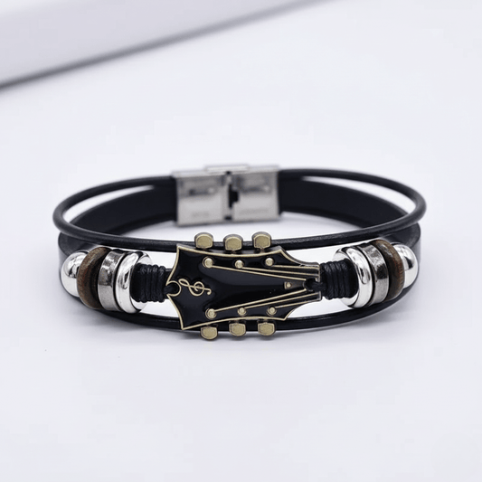 AXECHORD – Guitar Leather Bracelet with Vintage-Inspired Design 0