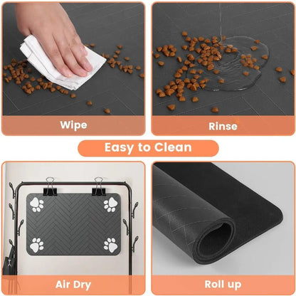 Absorbent Pet Feeding Mat - Waterproof Dog & Cat Placemat with Non-Slip Backing 2